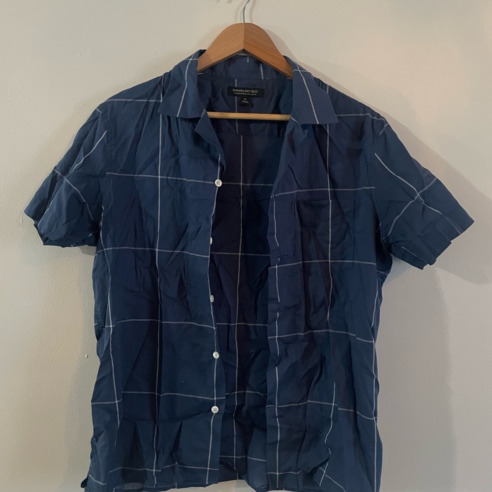 Banana Republic Japan Exclusive Shirt | Blue Patterned Button Down | Men Size M
